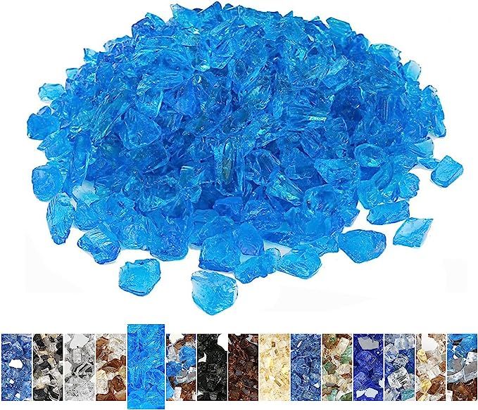 Hisencn Caribbean Tropical Blue Fire Glass for Fire Pit, 1 Inch High Luster Blended Glass Rocks f... | Amazon (US)