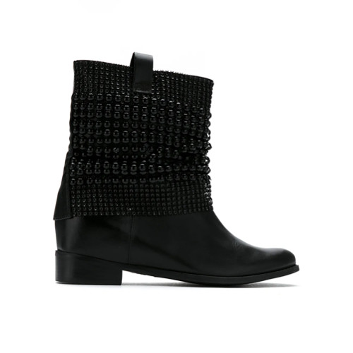 Schutz Bota cano médio de couro - Preto | FarFetch BR