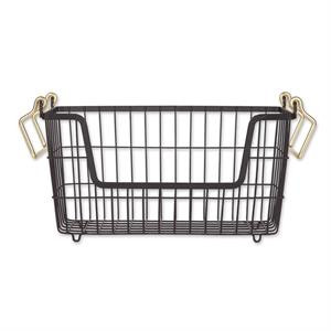 Metal Basket Black/Gold Handles Rectangle Small 13X6X7 | Cymax