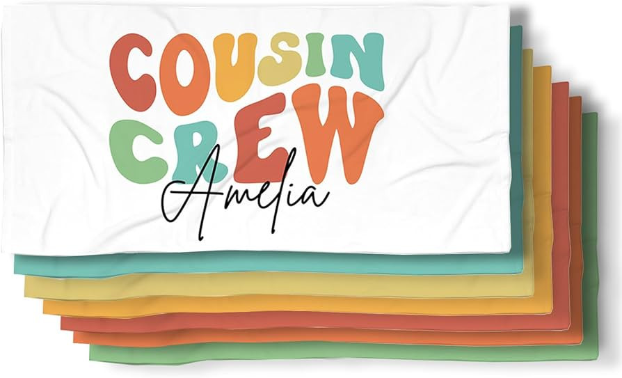 callie Cousin Crew Beach Towels Personalized, 7 Color Options - Custom Name on Quick Dry Beach To... | Amazon (US)