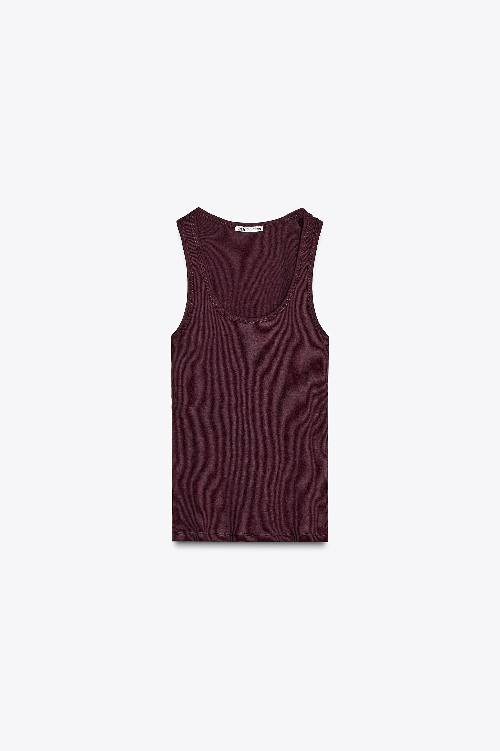 SLEEVELESS RIBBED COTTON T-SHIRT | Zara US
