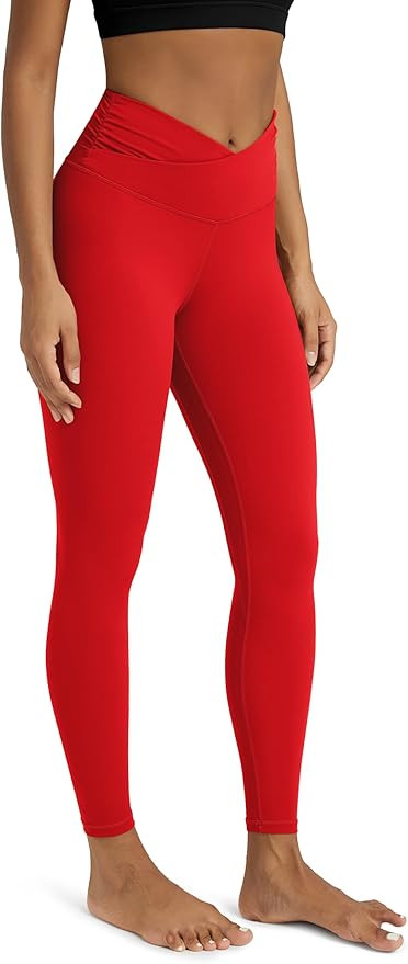 ODODOS Women's Cross Waist Yoga Leggings with Inner Pocket, 23"/25"/28" Gathered Crossover Workou... | Amazon (US)