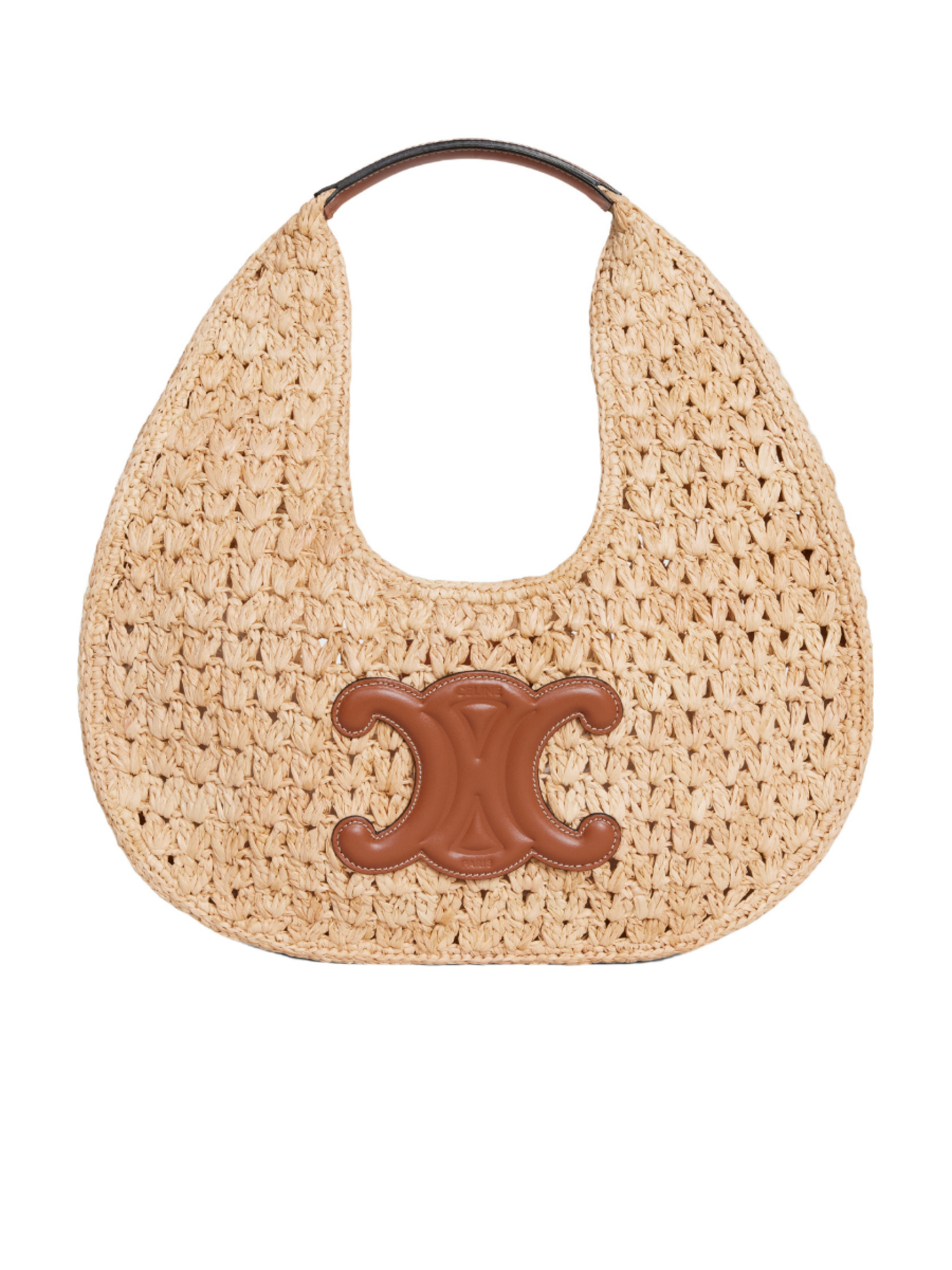 celine classic panier HOBO BAG IN Raffia and Calfskin | Senser US