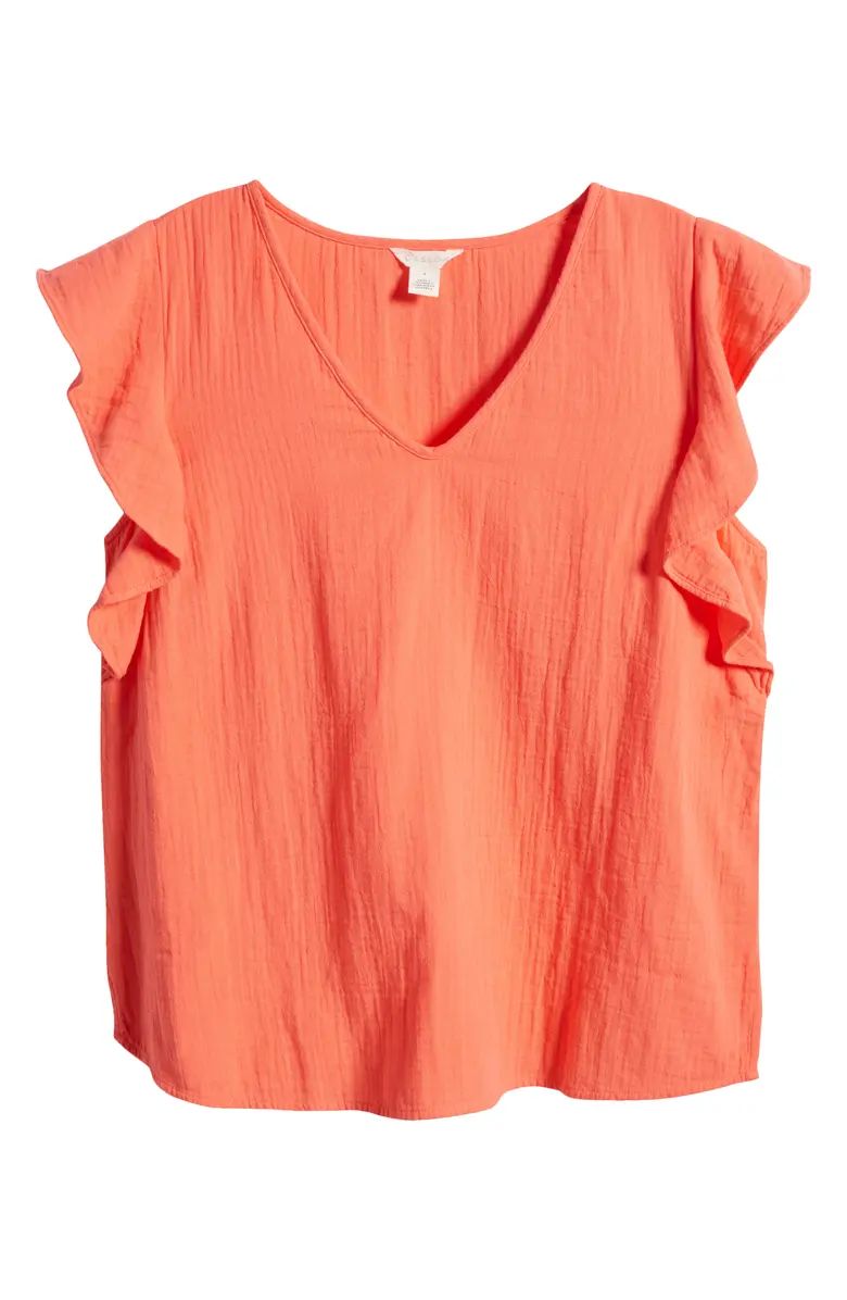 V-Neck Ruffle Sleeve Top | Nordstrom