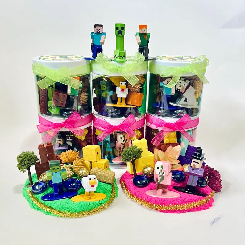 Minecraft Inspired Party Favors, Chicken Jockey Play Dough Jar, Personalized Gamer Birthday Favor... | Etsy (US)