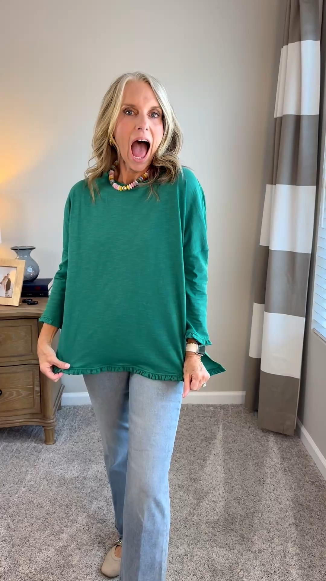 @MERSEA Catalina Ruffle Tee is the perfect 3 season top. Wear alone, layered under something or as a 3rd piece. Great for travel too

#LTKdayinmylife #LTKootd #LTKOver40