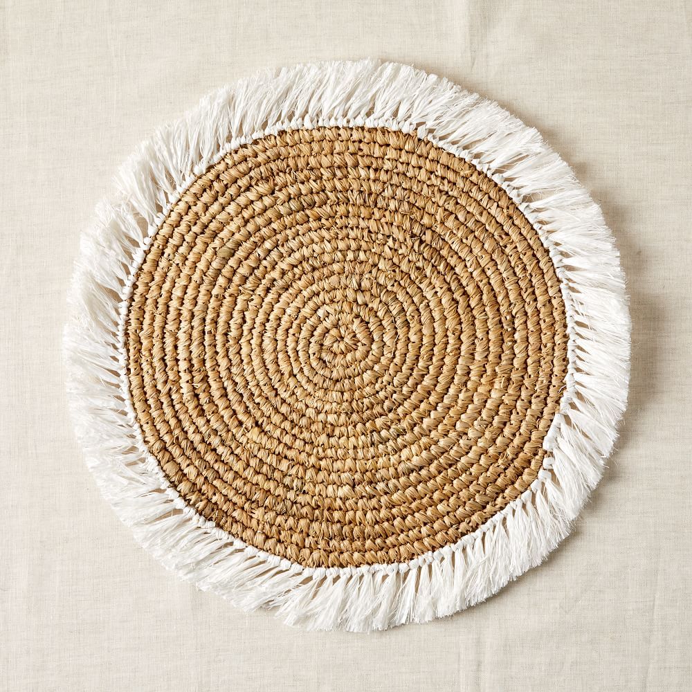 Woven Brights Collection, Placemat, Natural + Stone White | West Elm (US)