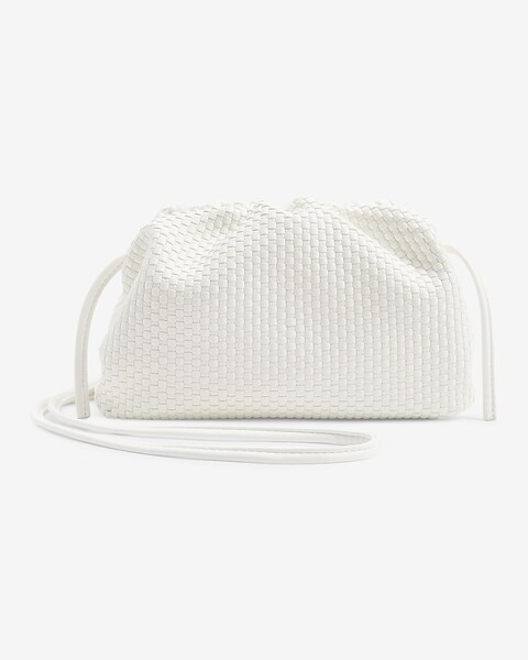 White Faux Leather Woven Crossbody | Express
