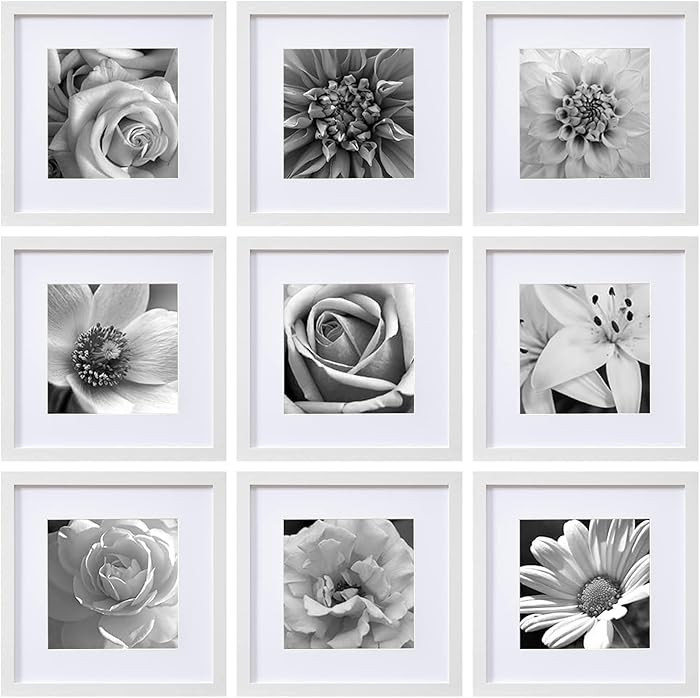 eletecpro 12x12 Picture Frames Set of 9 with Clear Acrylic Cover, Display 8x8 Photos with Mat or ... | Amazon (US)