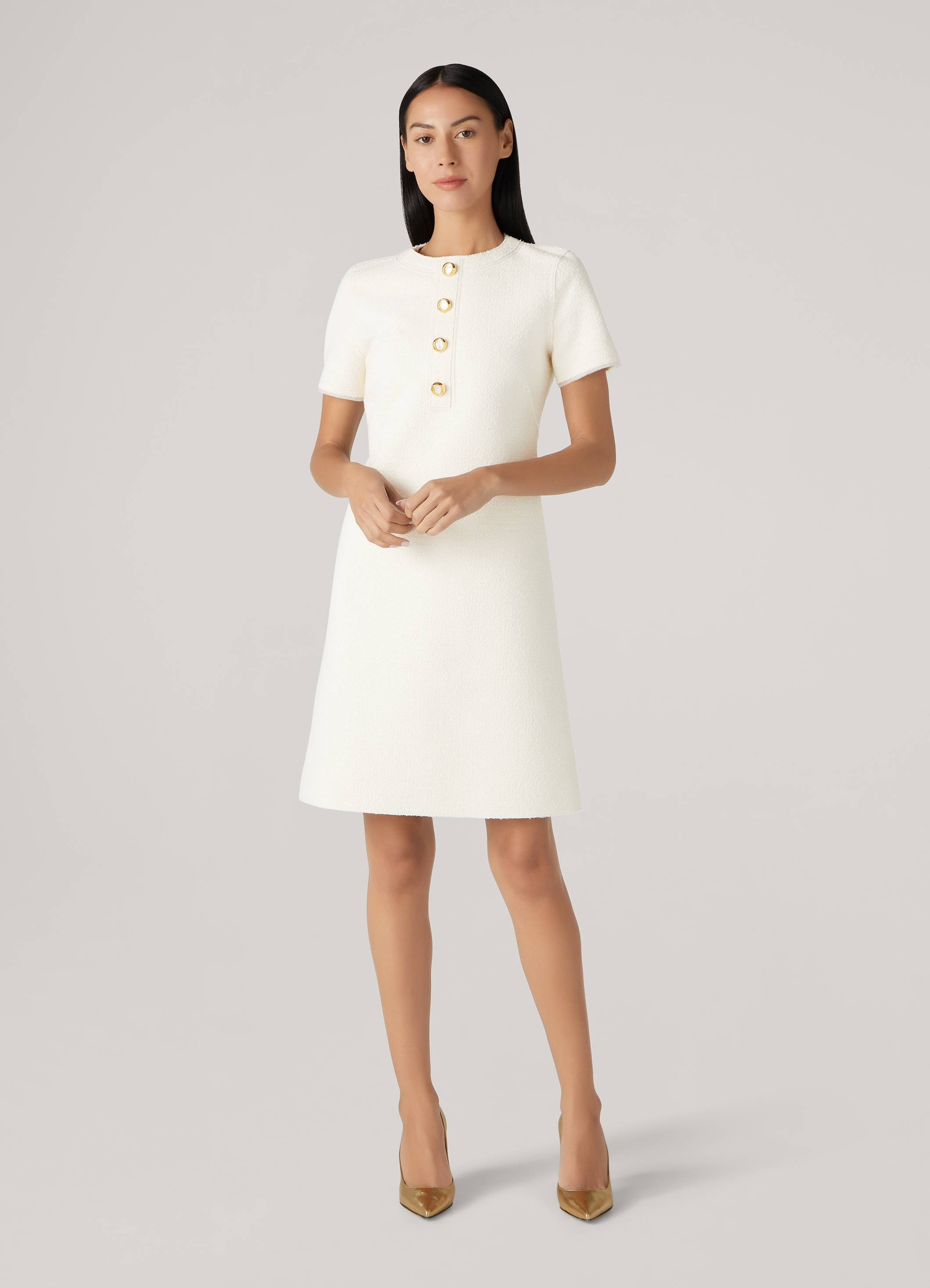 Textured Tweed Button Front Dress | St. John Knits