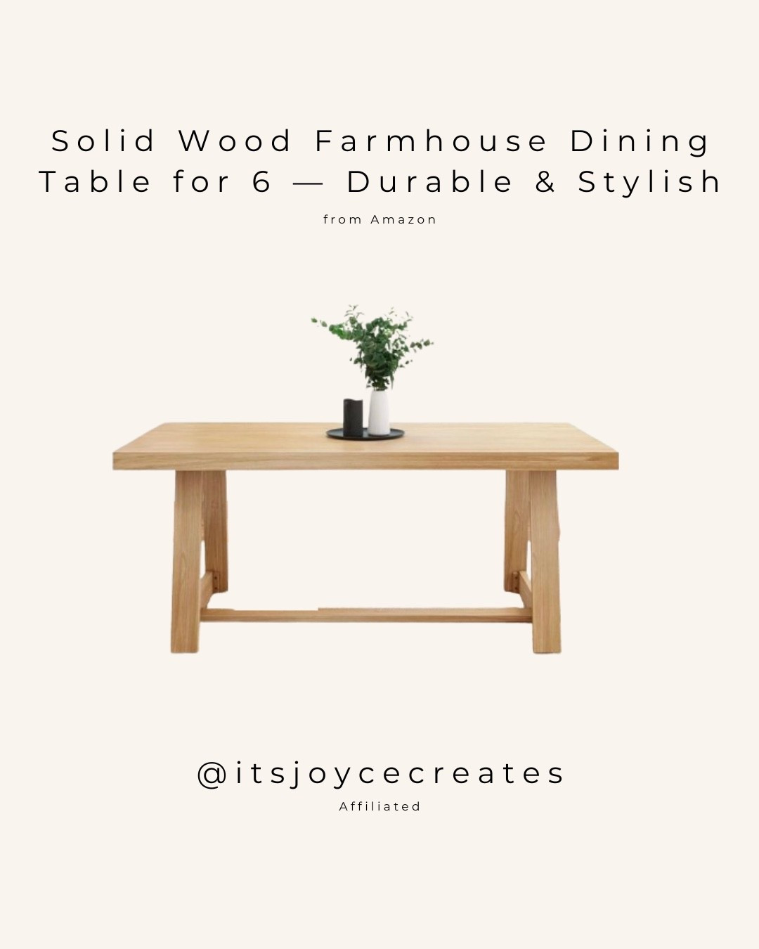 Bring farmhouse charm to your home with this solid wood dining table. Crafted from three solid wood panels and sturdy legs with a non-toxic finish, it’s built to last and perfect for family meals, dinner parties, or even as a large workspace. The textured, wire-brushed finish and clean lines create a warm, inviting vibe. Easy to assemble and ships in one box—upgrade your dining space today!
#FarmhouseDiningTable #SolidWoodFurniture #DiningRoomStyle #KitchenTable #FamilyMeals #HomeDecor #WoodDiningTable #DiningRoomInspo #InteriorDesign #HealthyHome

#LTKCyberWeek #LTKSaleAlert #LTKHome