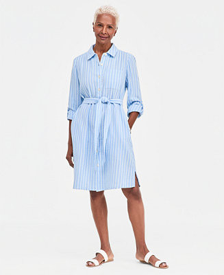 Style & Co Women's Cotton Gauze Tie-Waist Shirt Dress, Macy's Exclusive - Macy's | Macy's