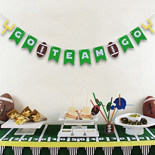Game Day Football Party Banners - Super Bowl Supplies Felt Pennant, Green Hanging Garland for Father | Amazon (US)