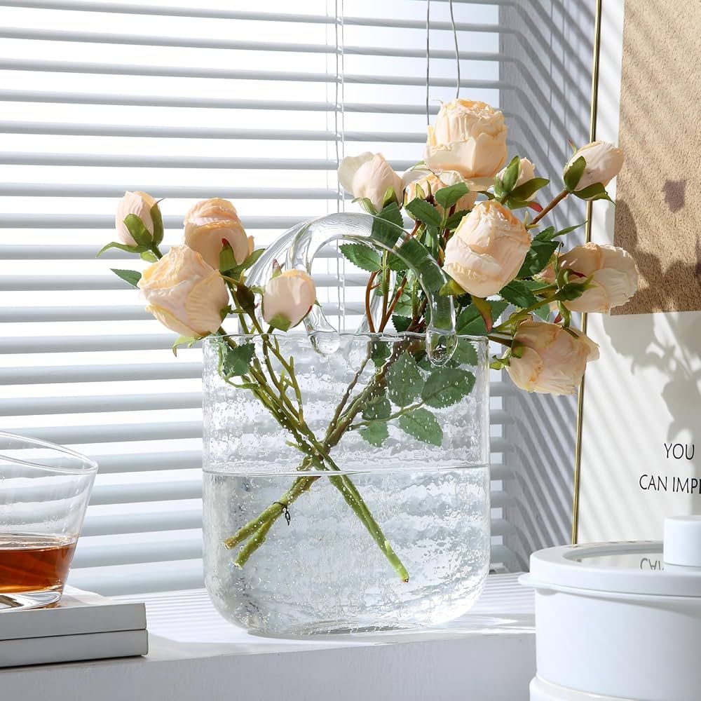 Flower Vase Glass Bag Vase Handbag Vase Clear Glass Vase Glass Vase with Air Purse Vase Modern Fa... | Amazon (US)