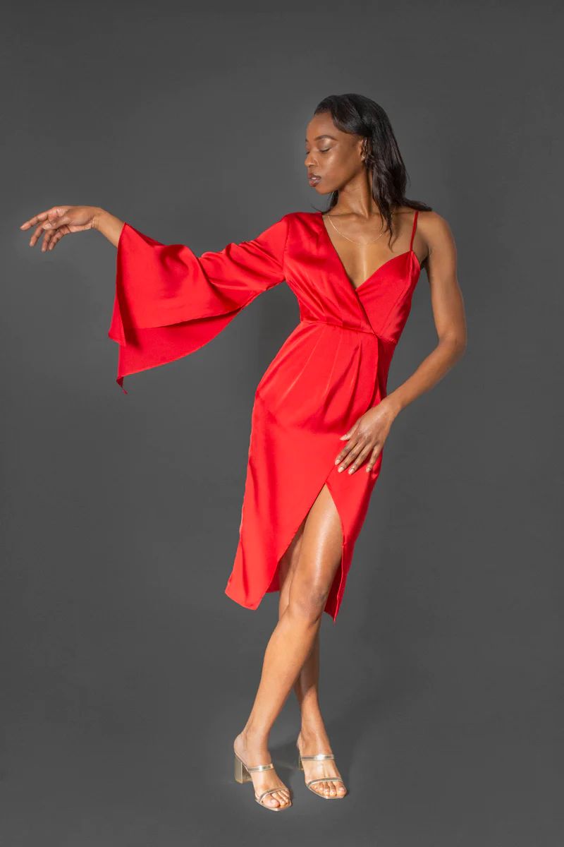 SATIN ONE SHOULDER DRESS | Area Stars