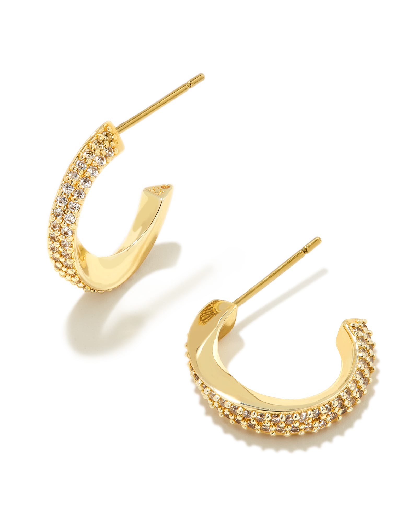 Ella Gold Huggie Earrings in White Crystal | Kendra Scott
