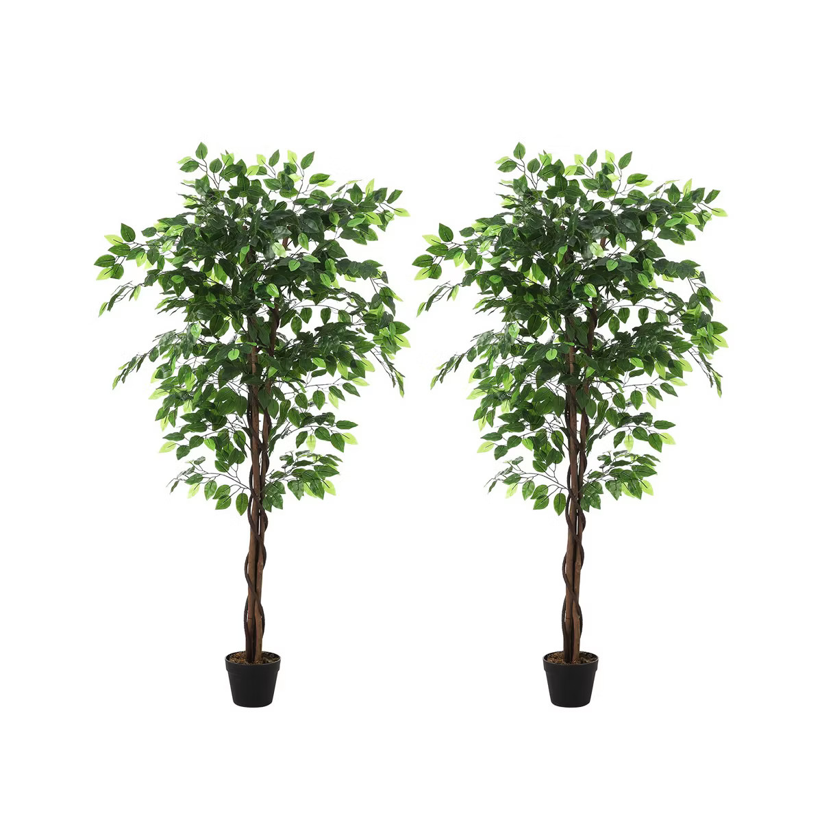 2PCS Artificial Ficus Tree, 5FT Tall with Silk Leaves, Fake Moss, and Sturdy Nursery Pot, for Ind... | Target