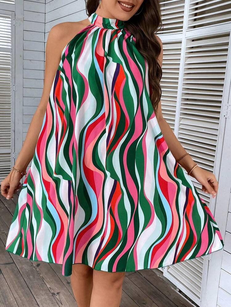 SHEIN VCAY Plus Allover Print Halter Neck Dress
       
              
              $13.49  
   ... | SHEIN