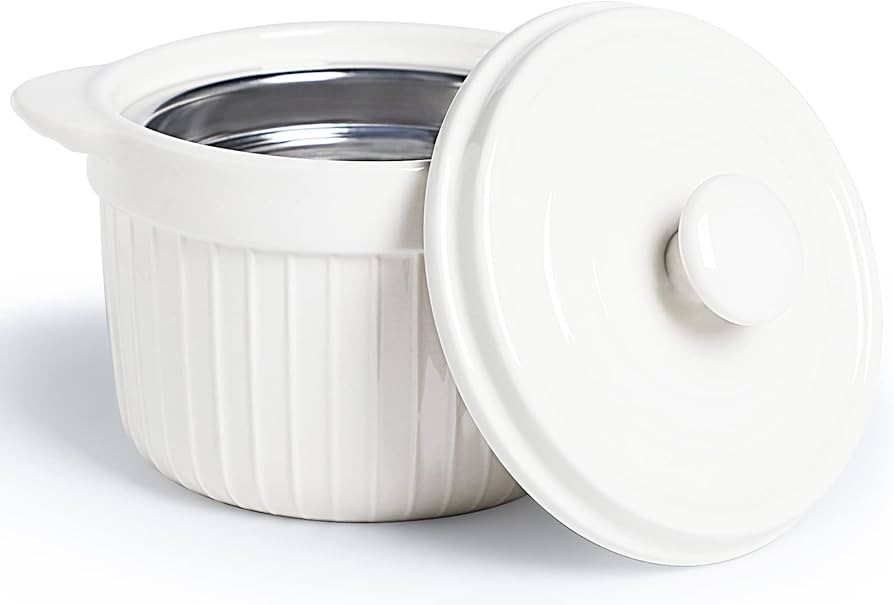Ceramic Bacon Grease Container Keeper with Strainer, Frying Oil Storage Can, White | Amazon (US)