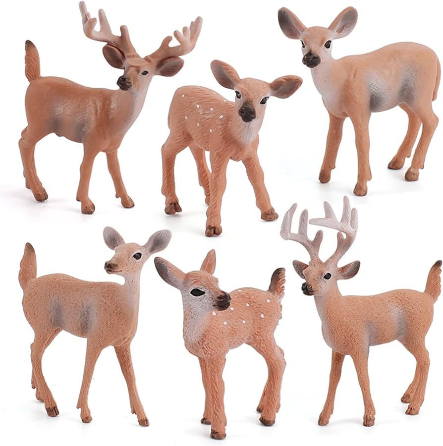 Woodland Wild Animals Toy Playset White Tail Deer Figurines Toys Christmas Scene Decoration Cake ... | Amazon (US)