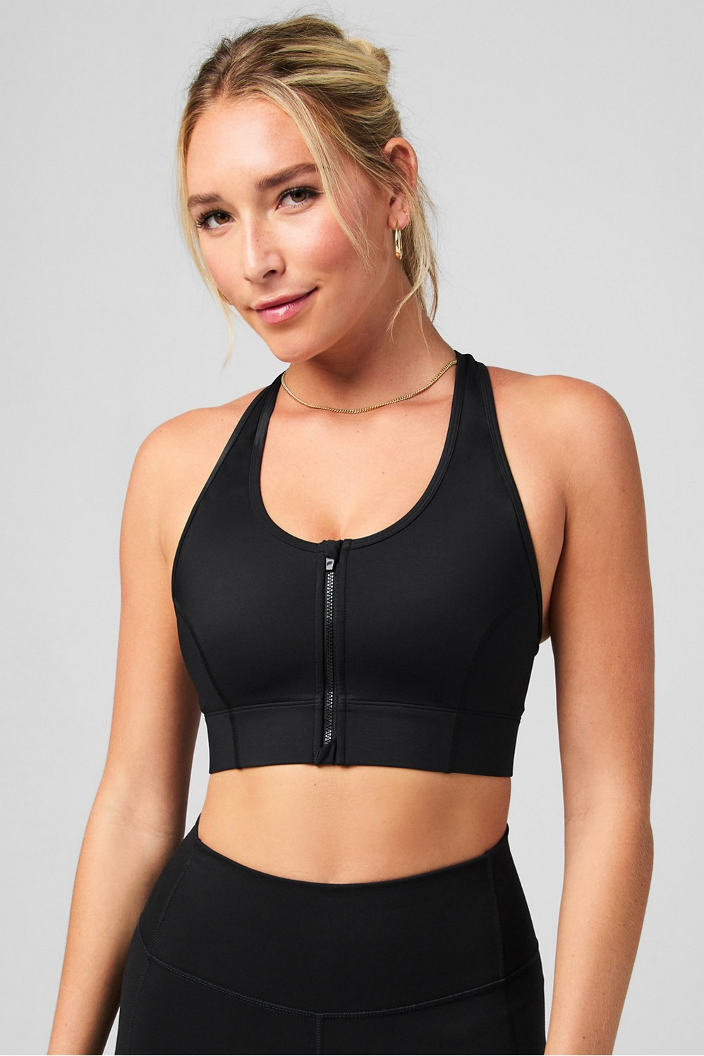 On-The-Go Zip Medium Impact Sports Bra | Fabletics - North America