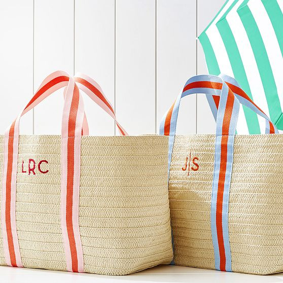 Oversized Ribbon Straw Beach Tote | Mark and Graham
