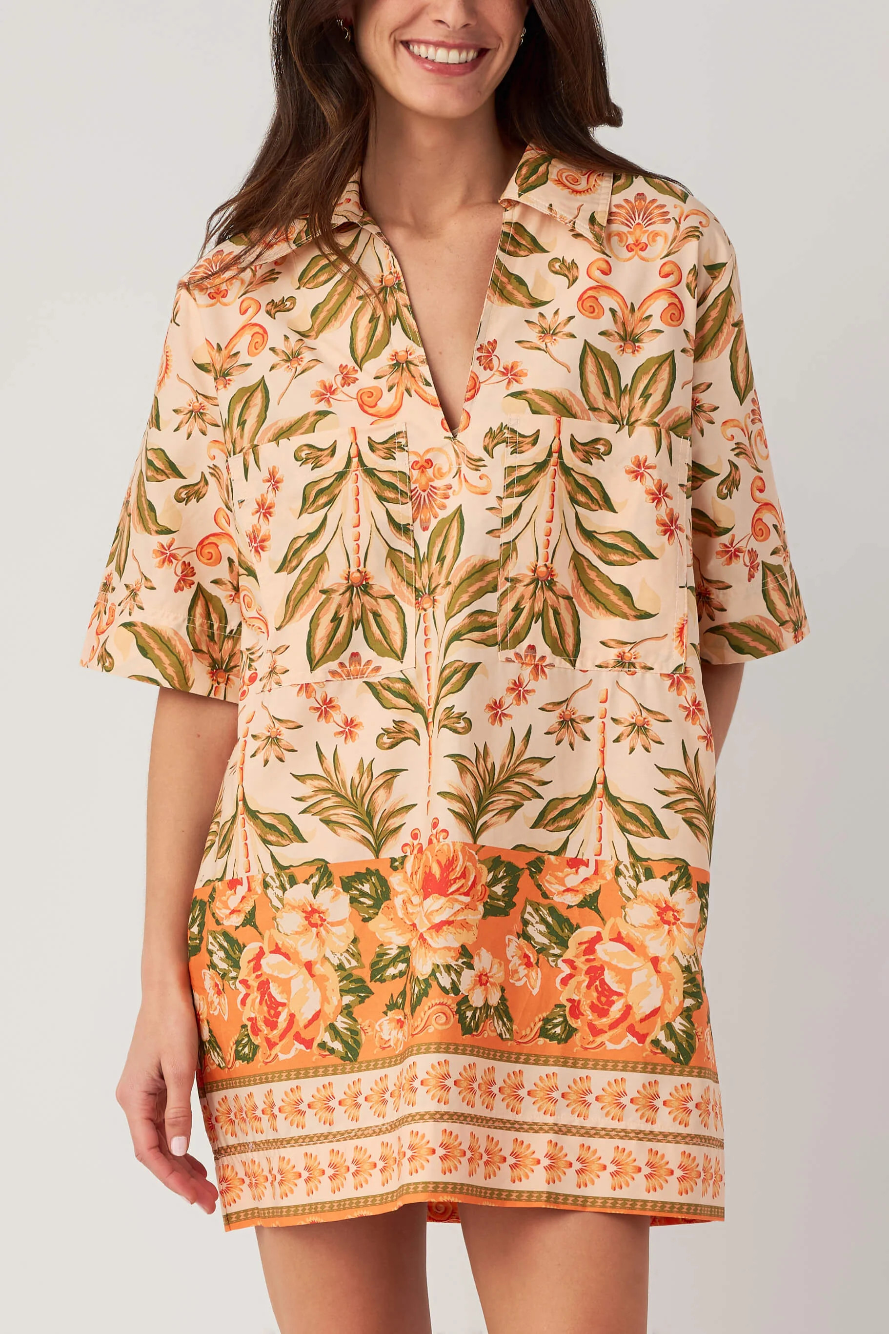 Olivaceous Sienna Garden Shirt Mini Dress | Social Threads