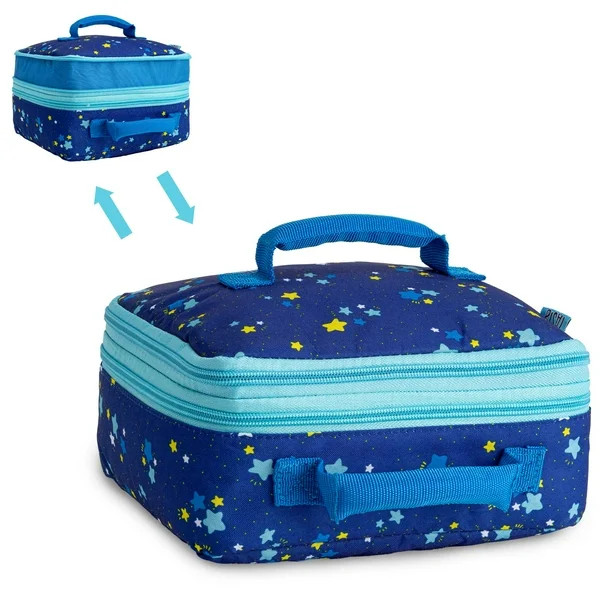 Tasty Expandable Insulated Reusable Cloth Lunch Bag, Blue Stars | Walmart (US)