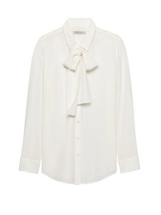 Heritage Dillon-Fit Tie-Front Semi-Sheer Silk Shirt | Banana Republic US