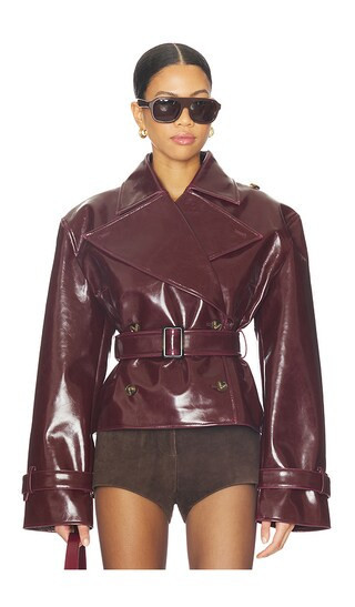 LAMARQUE Delania Jacket in Burgundy. - size XS | Revolve Clothing (Global)