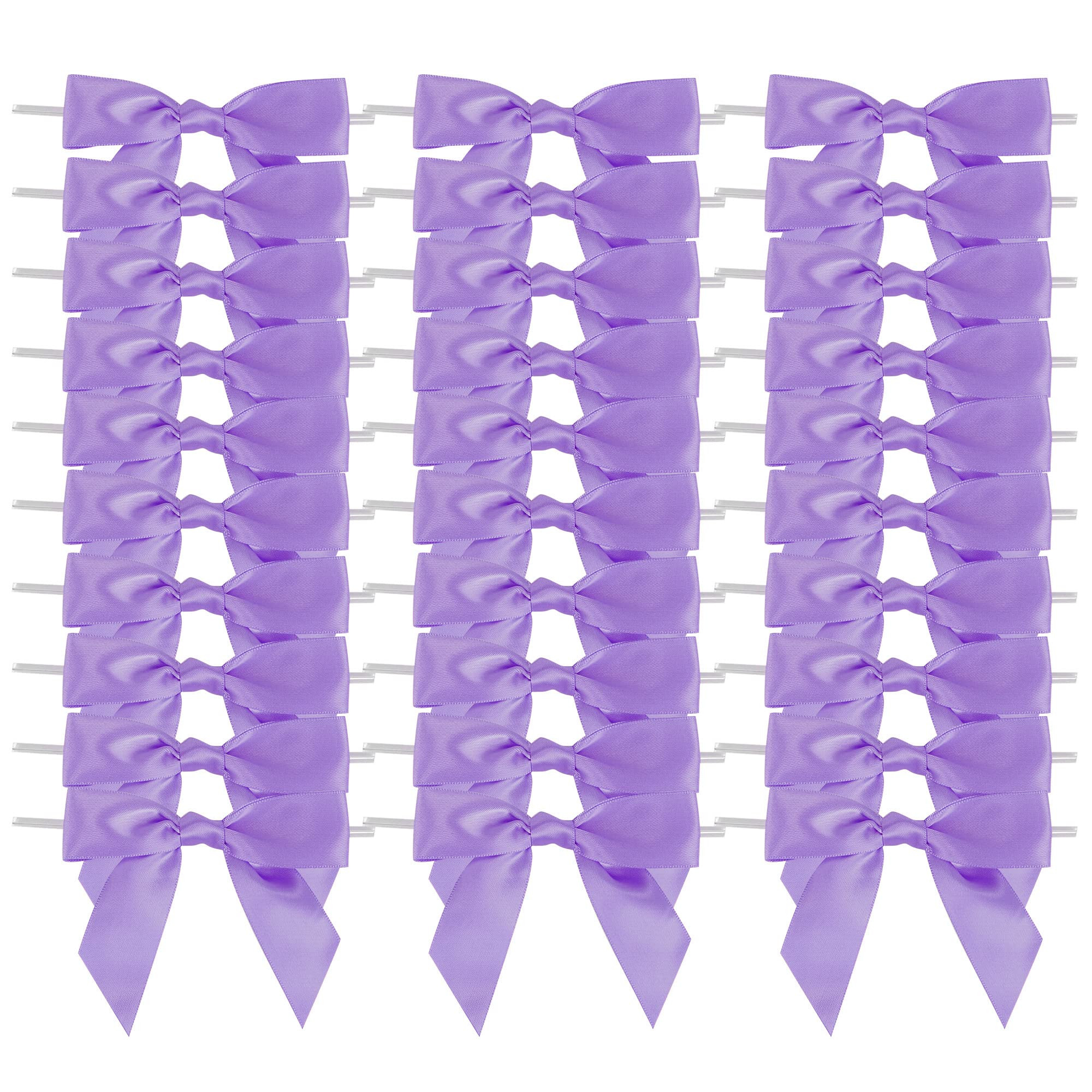 AIMUDI Lavender Satin Ribbon Twist Tie Bows 3.5" Purple Pretied Bows Premade Craft Bows for Treat Bags Cake Pop Gift Wrapping Basket Wedding Favors Cookie Candy Bagging Baby Shower - 50 Counts | Amazon (US)