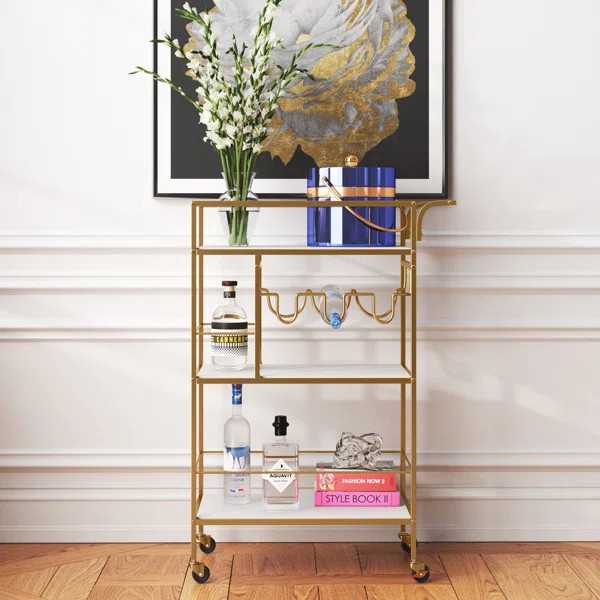 Nathalie 24.8'' Wide Bar Cart with Wine Bottle Storage | Wayfair Professional