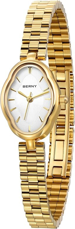 BERNY Gold Watches for Women Dainty Ladies Quartz Watch Vintage Copper Mirrors Shape Japanese Qua... | Amazon (US)