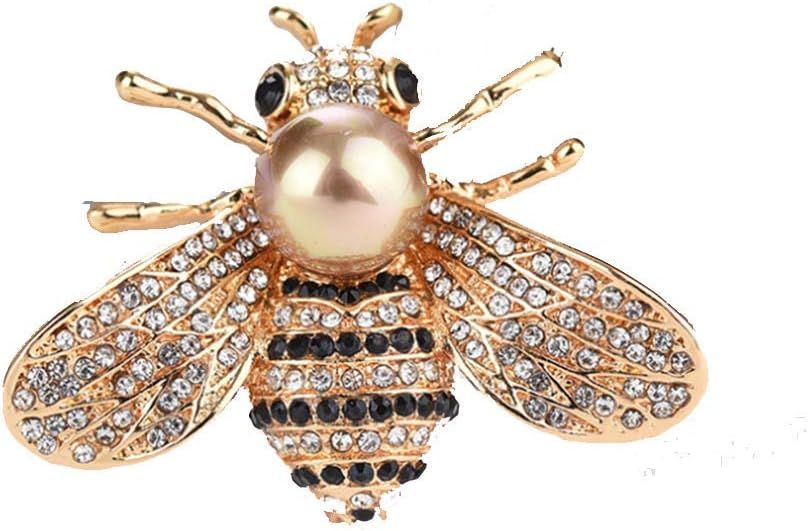 Honey Bee Brooches Crystal Insect Themed Bee Brooch Animal Fashion Shell Pearl Brooch Pin Gold To... | Amazon (US)