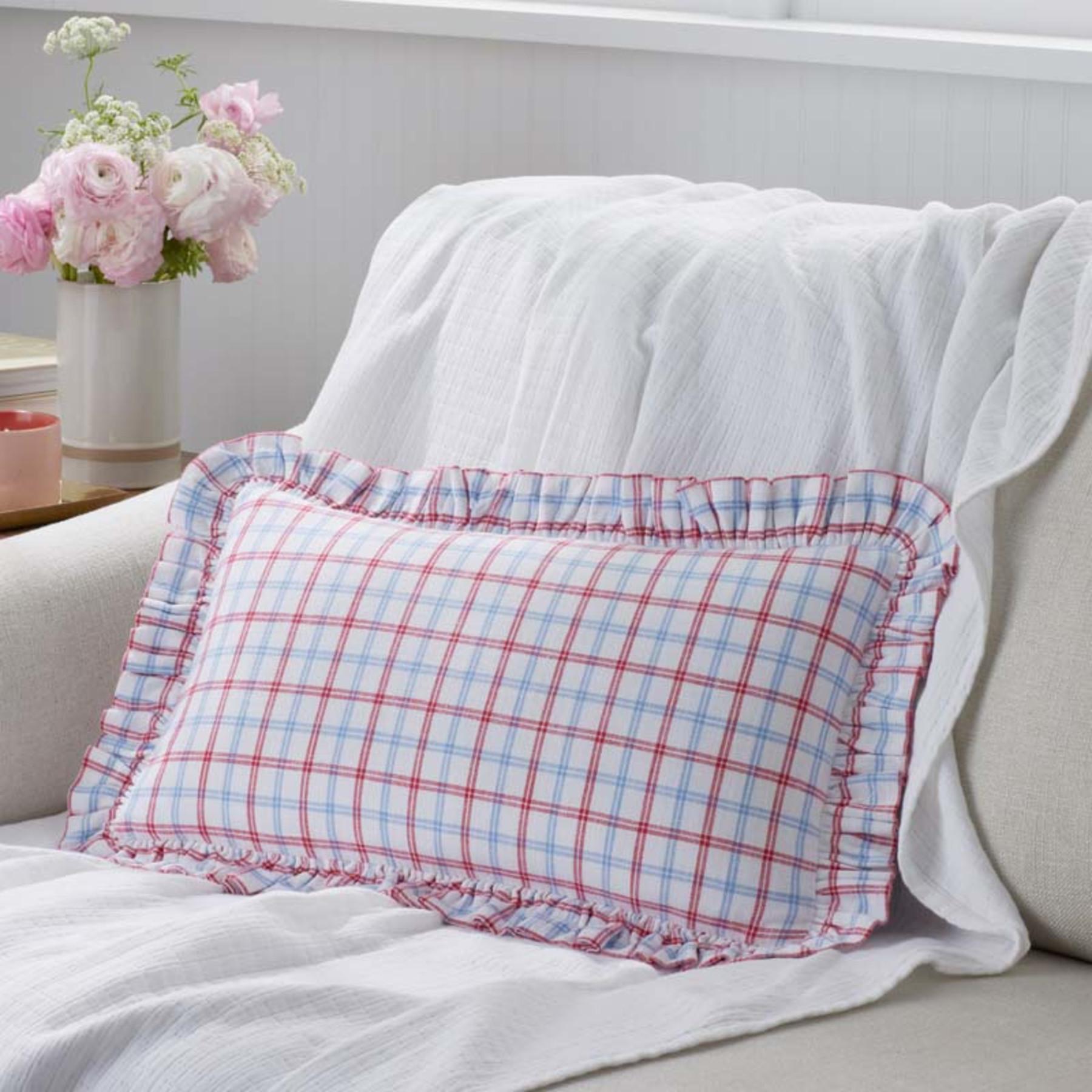 Classic Plaids Yarn-Dyed Cotton Decorative Lumbar Pillow Cover - Graph Plaid | The Company Store