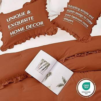 HARBOREST King Comforter Set Burnt Orange - Ruffle Comforter for King Size Bed, Fluffy King Size ... | Amazon (US)