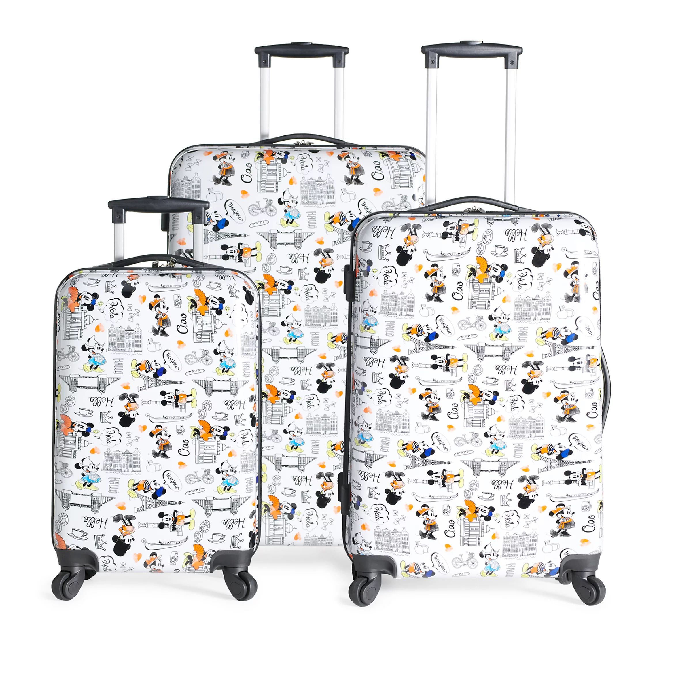 Disney's Mickey and Minnie Mouse Checkered 3-Piece Hardside Spinner Luggage Set | Kohl's
