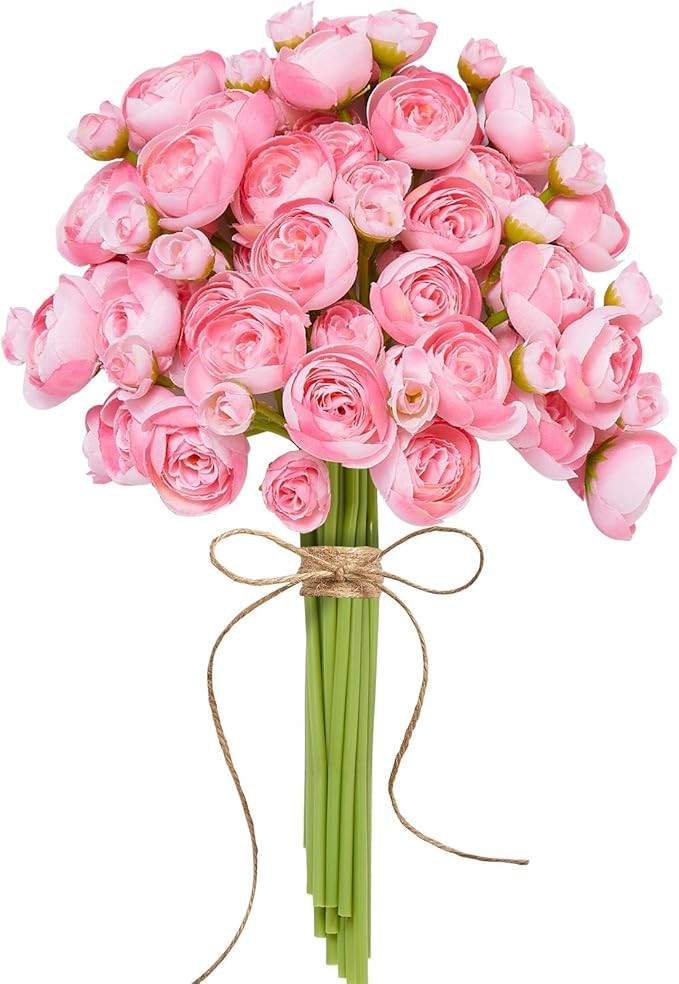 Serwalin 𝟭𝟴𝙋𝙘𝙨 Ranunculus Artificial Flowers, Faux Silk Ranunculus Bouquet for DIY... | Amazon (US)
