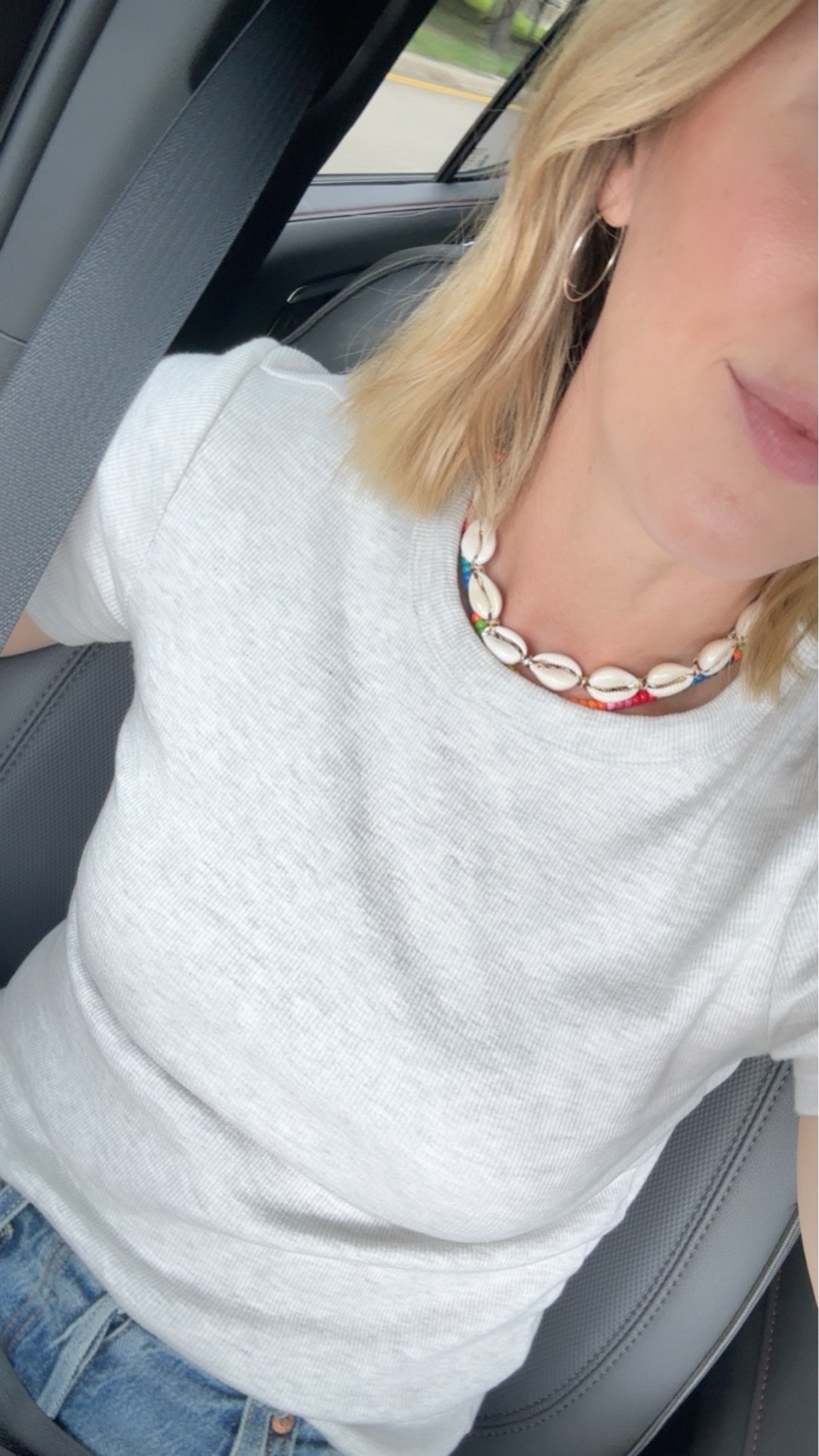Every day outfit, tshirt, shell necklaces

#LTKdayinmylife #LTKSeasonal
