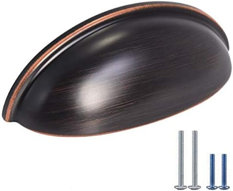 HOMOTEK 6 Pack Drawer Bin Cup Pulls Dresser Pulls for Cabinets Oil Rubbed Bronze - 3 Inch Hole Ce... | Amazon (US)