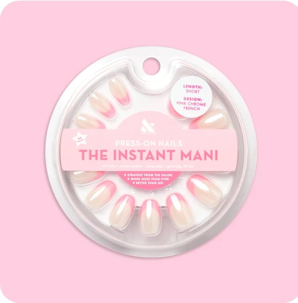 Olive & June Instant Mani Press On Nails (Glue) | Short | Round 42 Fake Nails, 21 Sizes Non-Toxic... | Amazon (US)