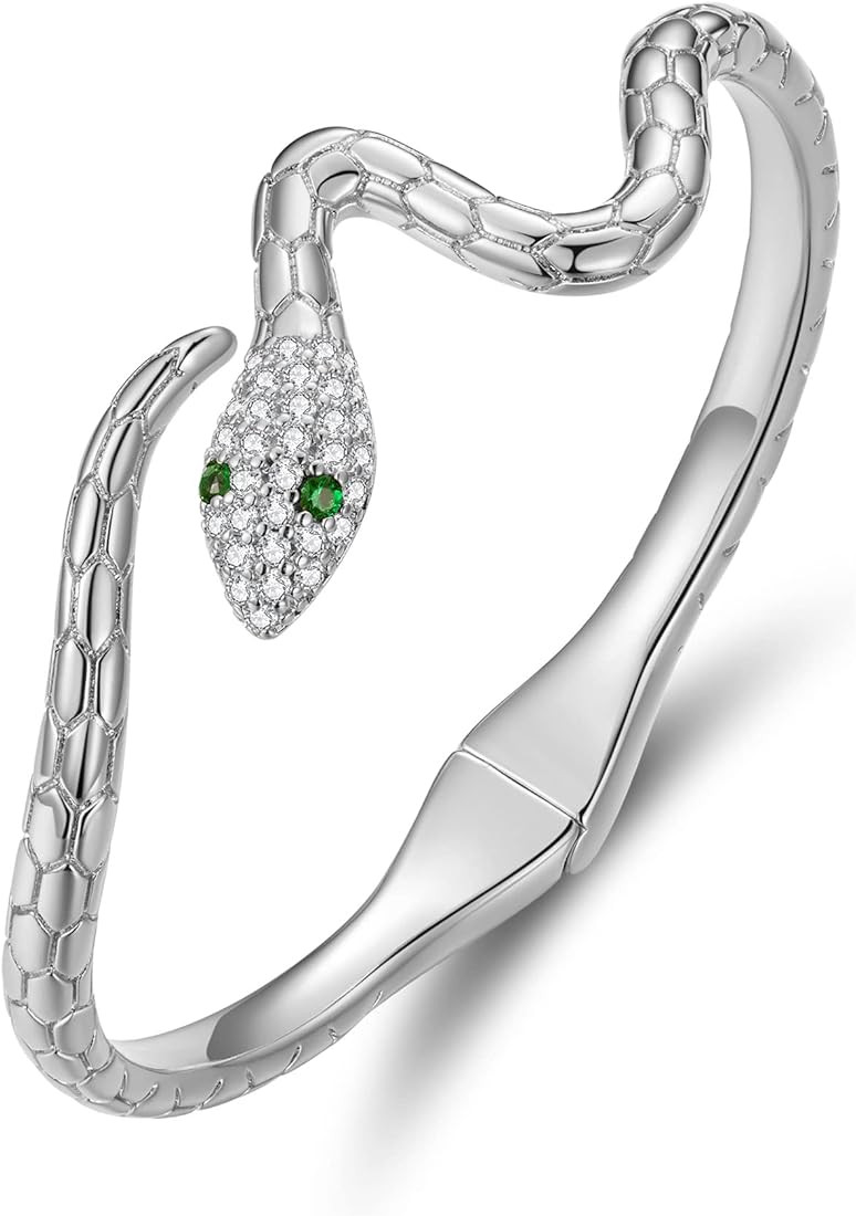 Snake Bracelets Adjustable Snake Bracelet Open Bangle Cuff Bracelet Silver Serpent Wrap Bypass Br... | Amazon (US)