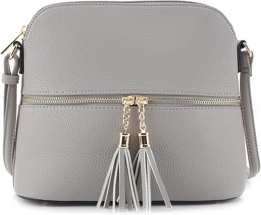 SG SUGU Lunar Lightweight Medium Dome Crossbody Bag Shoulder Bag with Tassel | Zipper Pocket | Ad... | Amazon (US)
