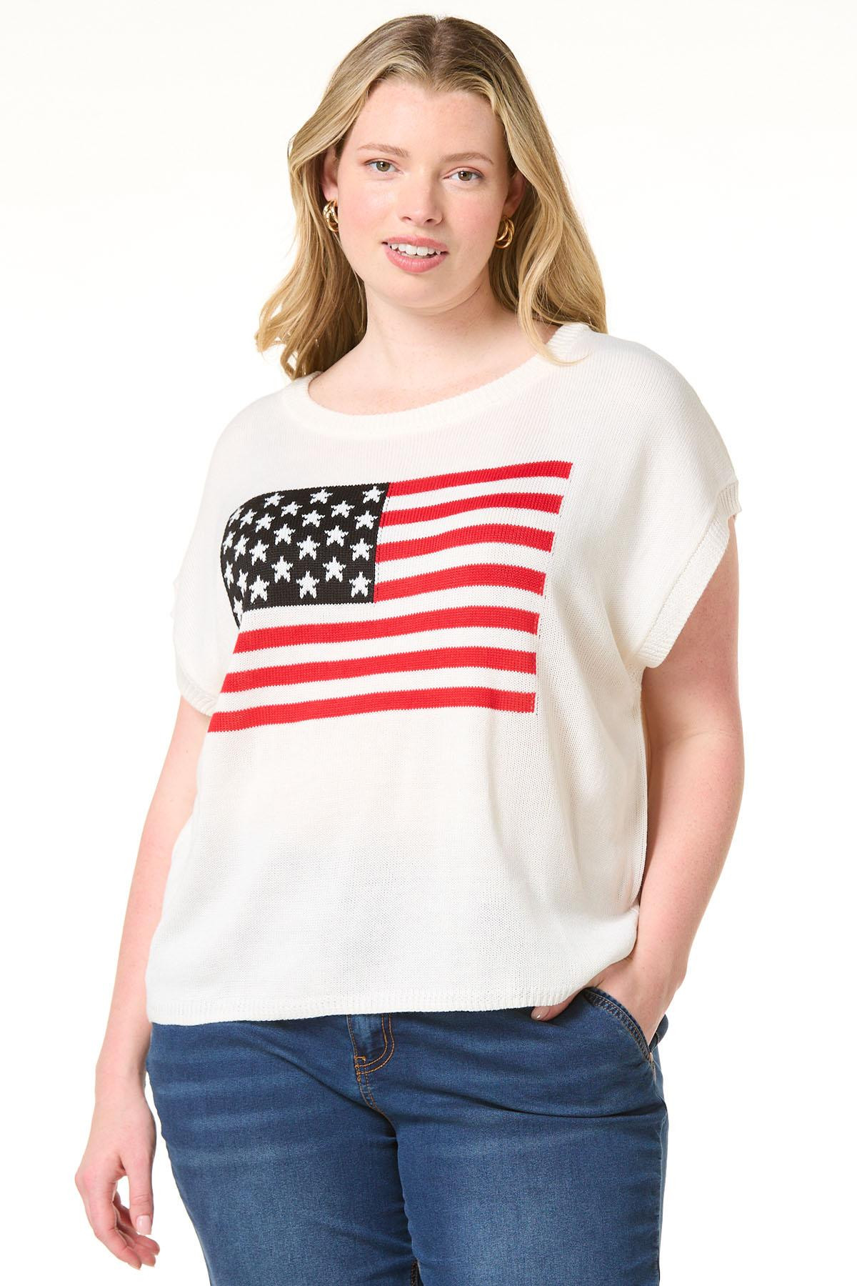 Plus Size Flag Sleeveless Sweater | Cato Fashions