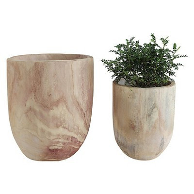 Storied Home Round Paulownia Wood Pots (S-2 13-1/2") Handmade, Rust-Resistant, Indoor & Outdoor Use | Target