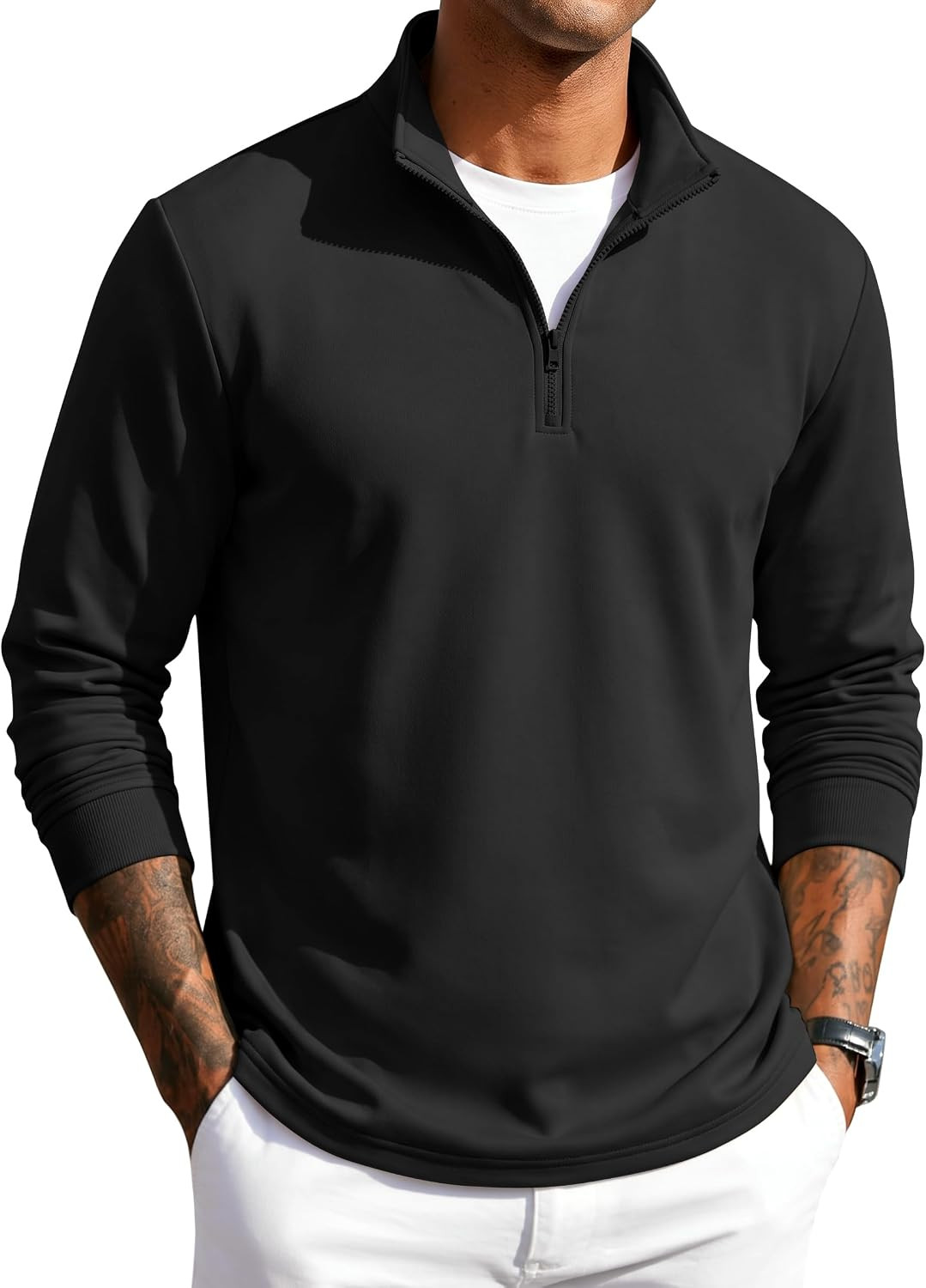 COOFANDY Men Quarter Zip Pullover Sweatshirts Long Sleeve Mock Neck Sweater | Amazon (US)