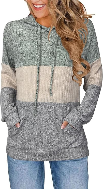 Hoodies for Women Casual Long Sleeve Drawstring Loose Fit Pullover Sweaters Tops for Women Trendy... | Amazon (US)