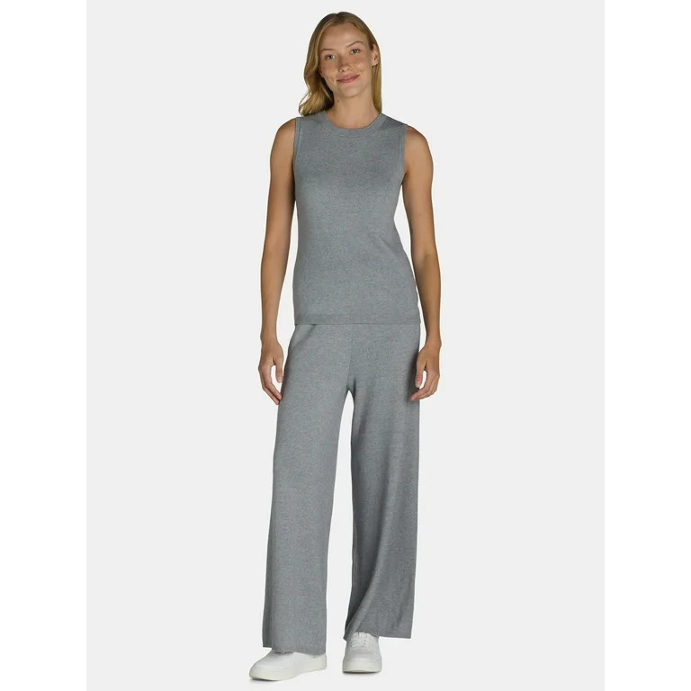 Time and Tru Women's Sweater Tank Top and Wide Leg Pants Set, 2-Piece, Sizes XS-XXXL | Walmart (US)