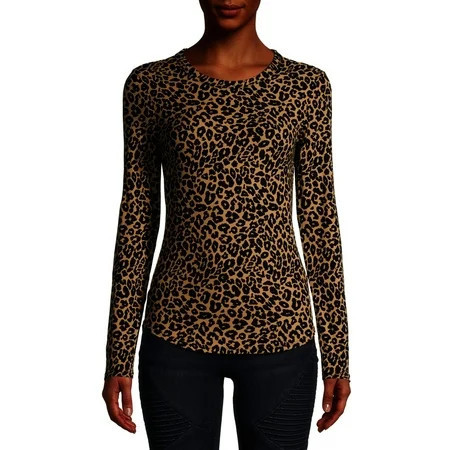 No Boundaries Ribbed Crewneck Tee with Long Sleeves, Women's | Walmart (US)