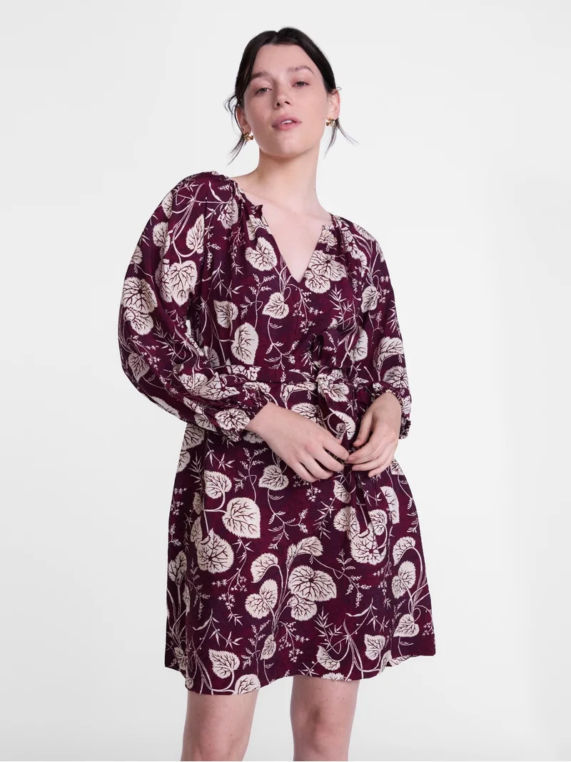 Scenario Women's and Women's Plus Mini Dress with Long Balloon Sleeves, Sizes XS-4X | Walmart (US)